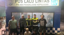 Petugas Satlantas Polres Pangkep mengamankan truk dan dua terduga pelaku.
